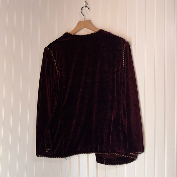 VTG Miss Accent Act III Velvet Blazer Jacket Burgundy Maroon Gold Rope Trim - Picture 10 of 10